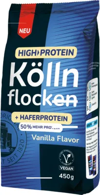 Produktbild von Kölln High Protein Köllnflocken Vanille (450g Beutel) + usy Block