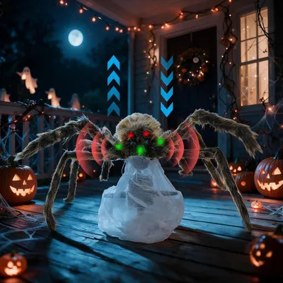 Produktbild von Halloween-Dekoration für den Außenbereich: Spinnen – Halloween-Dekoration für den Garten – Spinnen für Halloween, Karneval mit LED-Augen – Partydekoration