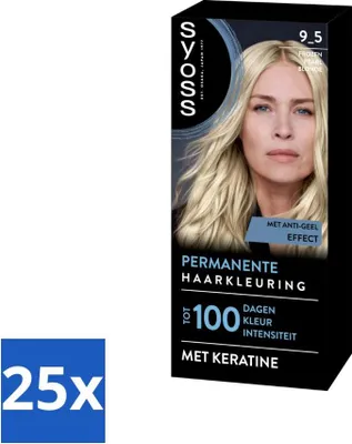 Zdjęcie produktu dla SYOSS - Koloryzacja 9-5 Mroźny Perłowy Blond - Farba do włosów - Pokrycie siwych włosów - Zmniejsza łamliwość włosów - Opakowanie wartościowe - 25 sztuk