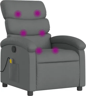 Image de vidaXL Fauteuil relax de massage, tissu, gris foncé