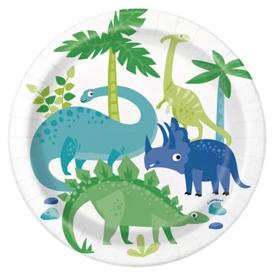 Zdjęcie produktu dla Talerzyki papierowe Dinozaury - 18 cm - 8 szt.