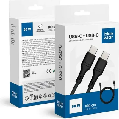 Productafbeelding van Blue Star, USB-C kabel, 60W snelladen en synchroniseren, zwart