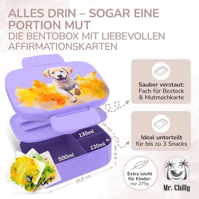 Brotdose für Kinder mit Fächern - Auslaufsichere Bento-Box für Schule und Freizeit