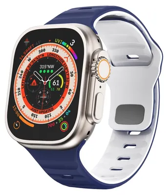Obrázek produktu pro Pro Apple Watch Ultra 2 / 1 49mm silikonový řemínek s vlnovou strukturou Tmavě modrá / bílá