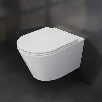 Produktbild von HOROW Hänge Toilette Spülrandloses WC - Einloch-Superspin-Spülung Toilettenschüssel inkl. Softclose Toilettendeckel - 525 x 358  x 360 mm