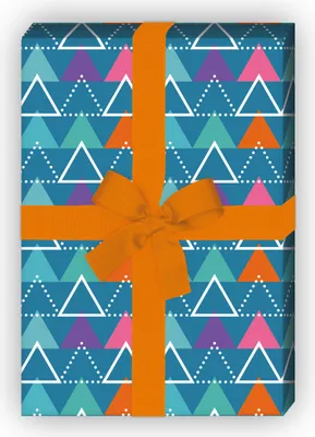 Produktbild von Modernes Geschenkpapier Set, Dekorpapier mit Dreiecks Streifen, blau - G8818, 32 x 48cm