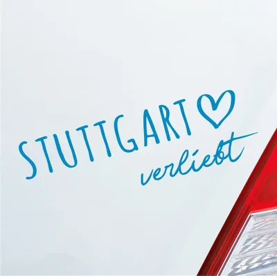 Produktbild von Auto Aufkleber Stuttgart verliebt Herz Stadt Heimat Liebe Car 19x6 cm Hellblau Sticker Heckscheibenaufkleber