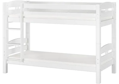 Produktbild von Etagenbett Kiefer weiß 90x200 Massivholzbett Kinderbett Zubehör wählbar V-60.10-09WRollrost und Matratze inkl.