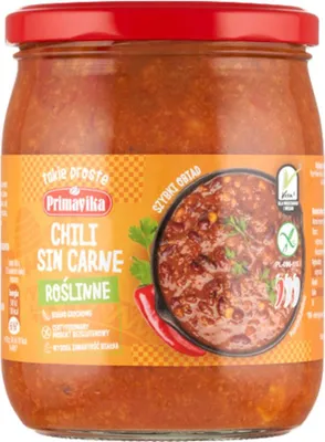 SOS WEGAŃSKI CHILI SIN CARNE BEZGLUTENOWY 470 g - PRIMAVIKA