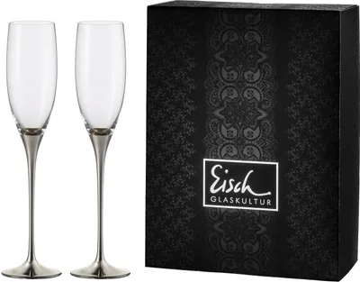 Produktbild von Eisch Sektglas 2er Set Platin Champagner Exklusiv, Sektkelch, Sektflöte, Kristallglas, Platin, 180 ml, 47750095