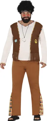 Productafbeelding van Fiestas Guirca - Hippie-kostuum voor heren, model FG129 (XL), bruin