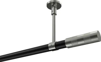 Produktbild von Interdeco Gardinenstange / Vorhangstange Schwarz / Edelstahl-Optik, Typ Sonette Mavell (Zylinder Bicolor) ohne Ringe, Deckenmontage, 20 mm Ø 1-läufig, 100 cm