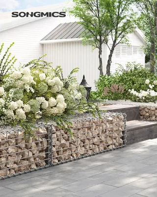 Produktbild von Gabionenkorb-Set Silber – Metallgeflecht – verzinkter Stahl – 100 x 30 x 30 cm