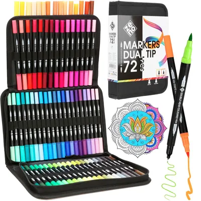 Zdjęcie produktu dla Markery dwustronne - 72 sztuki - Zestaw w etui do przechowywania