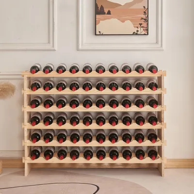 Produktbild von Weinregal Weinständer Flaschenregal mit 6 Ebenen für 60 Flaschen Weinregal Weinhalter 110x30x80.5cm