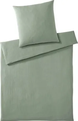 Produktbild von elegante Musselin-Bettwäsche-Garnitur Smooth Farbe pistazie Größe 135x200+40x80