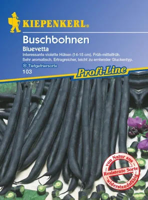 Produktbild von Kiepenkerl Buschbohne Bluevetta Phaseolus vulgaris var. nanus, Inhalt: ca. 8-10 lfd. Meter