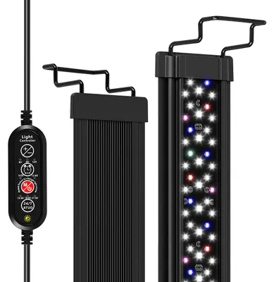 Image de Lampe d'aquarium LED colorée étanche Ikodm, avec support et minuterie, éclairage décoratif, 24 W