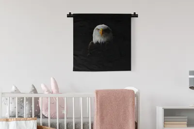 Produktbild von MuchoWow® Wandteppich Wandbehang Adler - Schwarz - Gelb 60x60 cm Tapisserie Dekoration Wandtuch - Dekorationen - Wand Decke