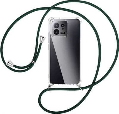 Produktbild von Handykette Backcover-Schutzhülle mit Band (Metall silberfarben) für Xiaomi 13 (6.28'') - dunkelgrün
