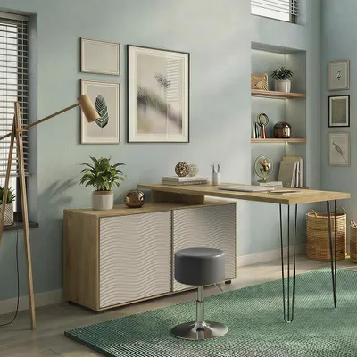 Zdjęcie produktu dla Biurko narożne Vicco Notivo Kaszmir 135 x 55 cm z szafką na dokumenty, Model 58708