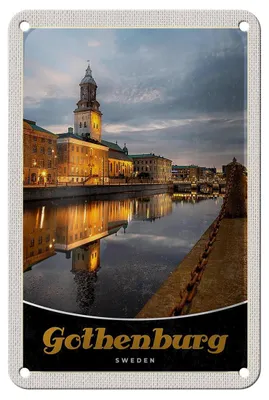Produktbild von Blechschild Reise 12x18cm Götheburg Schweden Abend Architektur Schild