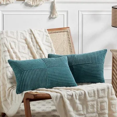 Obrázek produktu pro Ibenzoa® Sada 2 povlaků na polštáře, 30×50 cm – měkký sametový materiál, povlaky s skrytým zipem, šetrné k pokožce a pratelné