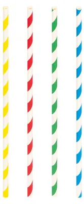 Produktbild von 200x Trinkhalme aus Papier bunt gestreift Ø 6 mm 21 cm
