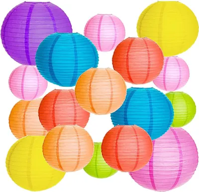 Productafbeelding van Papieren Lantaarns - Decoratieve Lampionnen - Feestelijke Decoratie - Herbruikbaar en Opvouwbaar - 20 Stuks - Veelkleurig