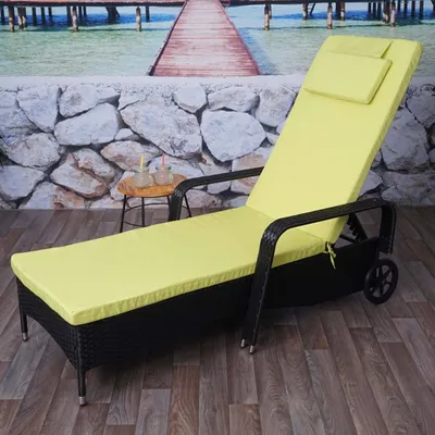 Produktbild von Poly-Rattan Sonnenliege Carrara, Relaxliege Gartenliege Liege, Alu  anthrazit, Kissen hellgrün