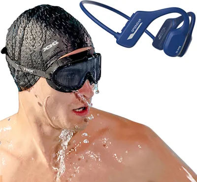 Produktbild von Schwimm kopfhörer, offenes Ohr, Knochenleitungs kopfhörer, X2, IP68, wasserdicht, MP3, Bluetooth 5.3, 8G-Speicher Blau