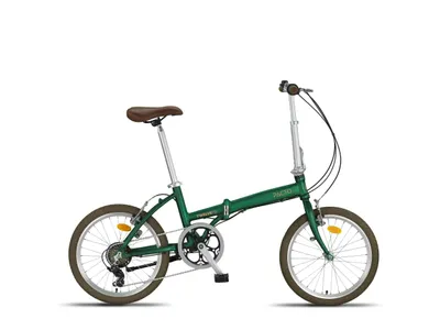 Obrázok produktu pre PACTO Twelve - holandský bicykel Pohodlný skladací bicykel, bicykel s hliníkovým rámom 20 palcov Bicykel 6 rýchlostí Shimano prevody skladací bicykel retro zelený