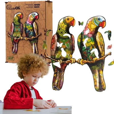 Zdjęcie produktu dla Puzzle Drewniane Układanka Papużki Faliste Zestaw Puzzli A3 Ozdoba Pua3-01213