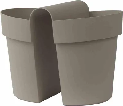 Image de euro3plast 303-2G9 Pot suspendu pour balcon BE-UP avec réserve d'eau 25cm,taupe, taupe