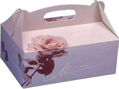 Produktbild von Papstar Gebäck-Kartons, Pappe eckig 26 cm x 22 cm x 9 cm rosé mit Tragegriff, 10 x 15 Stück