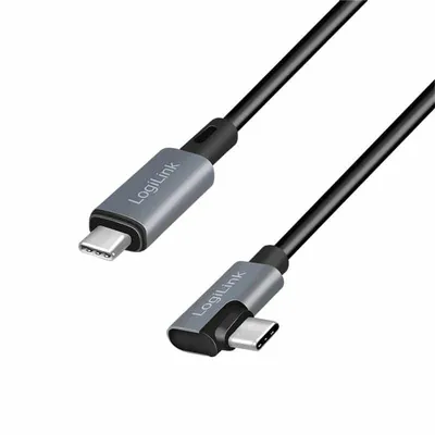 Image de LogiLink Câble USB 2.0 CU0183 USB-C - USB-C, M/M, coudé, noir/gris, 2m