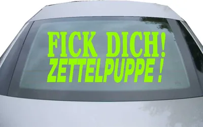 Produktbild von Indigos UG - Aufkleber Heckscheibe & Motorklappe DE6114 - neongrün - 600x258 mm - fick dich! zettelpuppe! - Auto Scheiben Fenster Heckklappe Tuning Racing JDM - Die cut