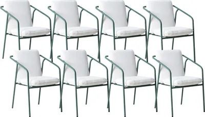 Produktbild von BELIANI Gartenstühle 8er Set Weiß / Grün Aluminium Stoff Pulverbeschichtet Sitzkissen Rückenkissen Stapelbar Wetterfest Modern Outdoor Gartenmöbel