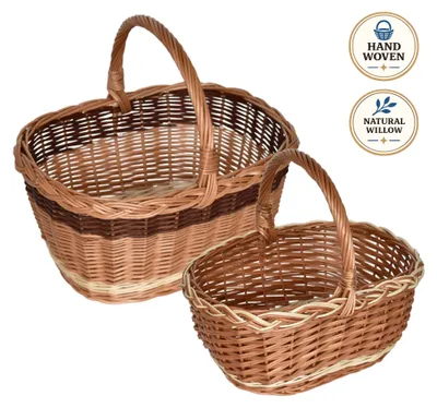 Imagen del producto de Juego de dos cestas tradicionales de estilo urbano, tejidas a mano con mimbre natural