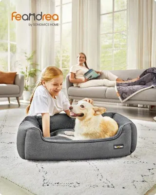 Productafbeelding van Famanu hondenbed met afneembare hoes - 90 x 75 x 25 cm, grijs