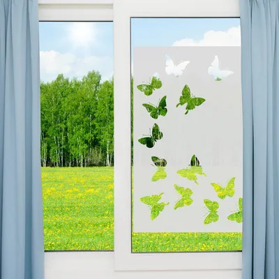 Produktbild von Sichtschutzfolie – Schmetterlinge – Selbstklebende Fensterfolie für Fenster und Duschtüren – 55 x 85 cm