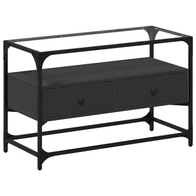 Obrázok produktu pre TV skrinka sklenená doska čierna 80x35x51 cm kompozitné drevo