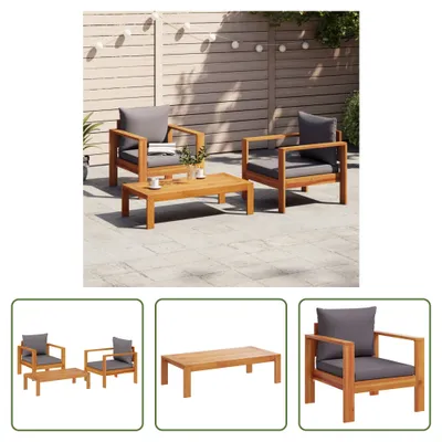 Produktbild von The Living Store 3-tlg. Garten-Sofagarnitur mit Kissen Massivholz Akazie