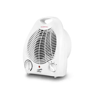 A white electric heater is shown against a white background.