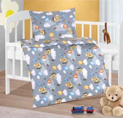 Zdjęcie produktu dla Bawełniana pościel dziecięca  – szara – 100 x 135, 45 x 60
