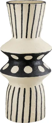 Produktbild von Gilde Vase, "Reao", gepunktet, Linienmuster, Pappmache, creme, VE 2, H. 28 cm, D. 13.5 cm 55828 4063387558287