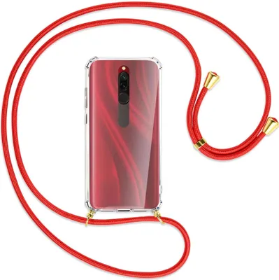 Produktbild von Handykette Backcover-Schutzhülle mit Band (Metall goldfarben) für Xiaomi Redmi 8 - rot