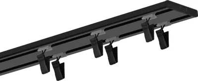 Produktbild von Voppi Aluminium Gardinenschiene 2-läufig 160 cm schwarz, silent Gleiter mit Klammern und Haken, Vorhangschiene, Deckenmontage