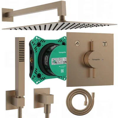 Produktbild von HANSGROHE DuoTurn E Armatur & Ibox 2 | Inkl. BOFLER Duschset #17, Duschanlage, Duschsystem mit Regendusche 30cm, Brauseset, brushed BRONZE