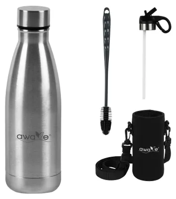 Image de Gourde isotherme AWAVE® 350 ml en acier inoxydable | Acier inoxydable mat